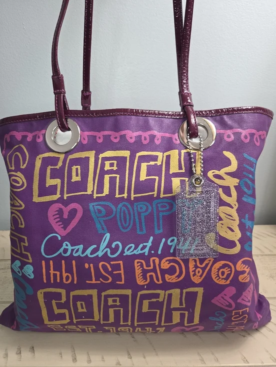 Coach Poppy Evie Tote from the vintage Poppy Collection, Multicolor, EUC - Picture 4 of 16